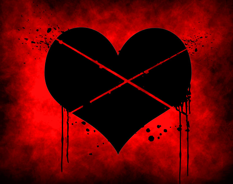 Ein blutendes und durchgestrichenes Herz